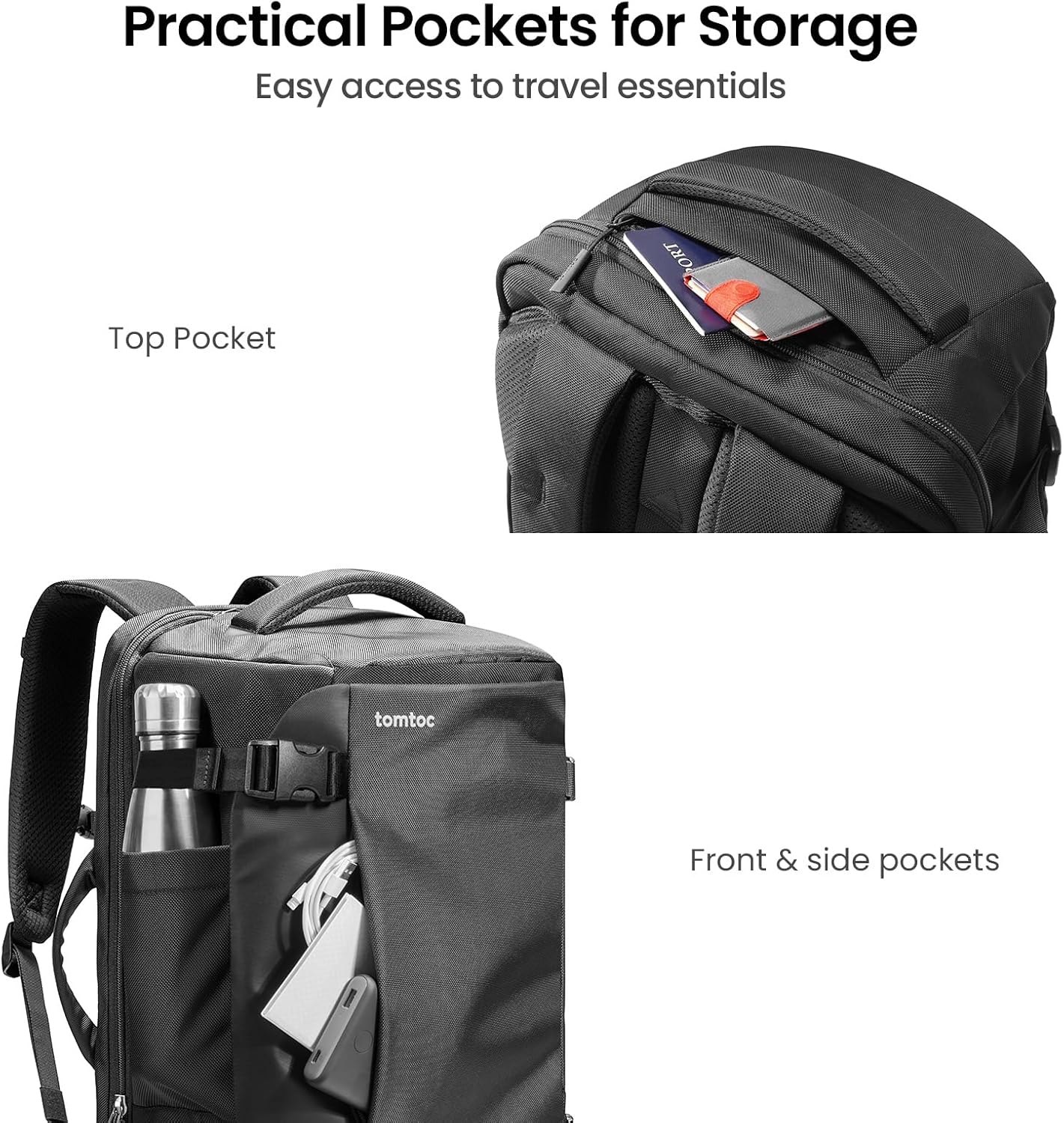 tomtoc Travel Backpack 40L & Compact EDC X-Pac Sling Bag - Image 5