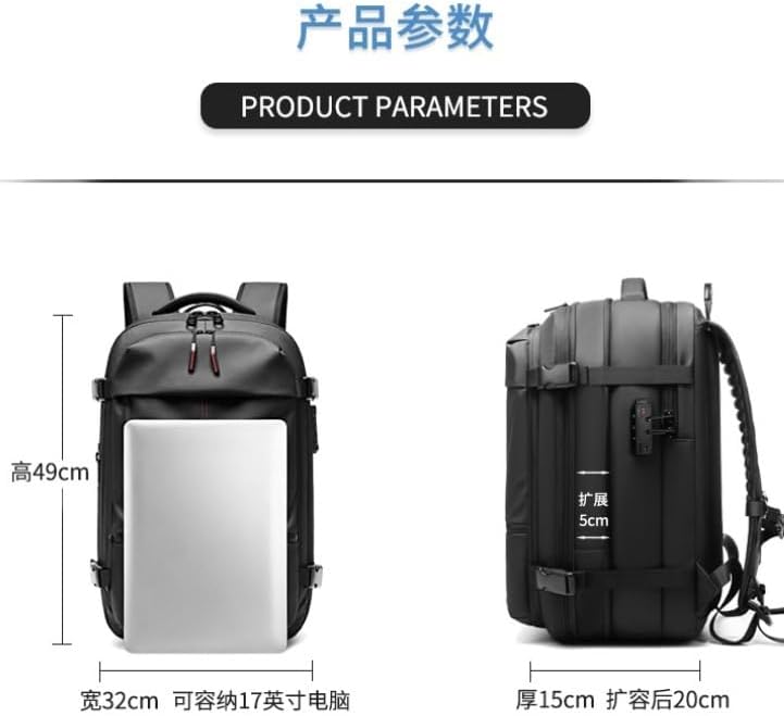Travel Backpack Large Capacity Business Luggage Laptop Bag Vacuum Compression Multifunctional Men's Backpack Expansion (grey) - Image 3
