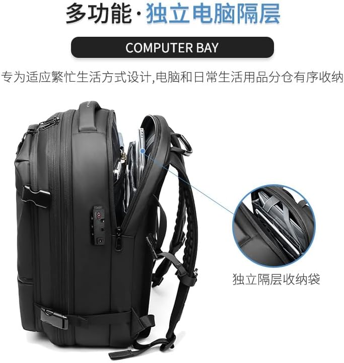 Travel Backpack Large Capacity Business Luggage Laptop Bag Vacuum Compression Multifunctional Men's Backpack Expansion (grey) - Image 5