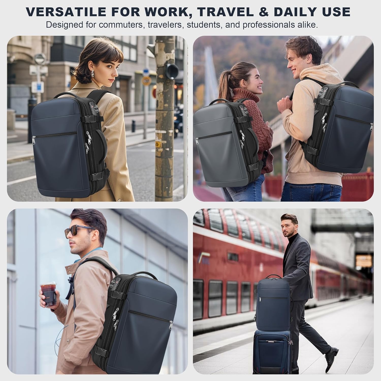 Vacuum Backpack Travel - 60L Expandable Carry-On Vacpack Backpack with Vacuum Pump, TSA Lock, Laptop Compartment, Water-Resistant Seal Compression Bag for Business & Flight Travel (Blue) - Image 9