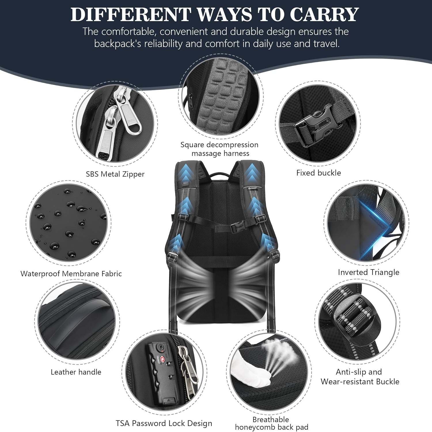 Vacuum Backpack Travel \u2013 Expandable Compression Carry On Backpack with Vacuum Pump, Water-Resistant TSA Lock Travel Bag, 17" Laptop Backpack for Men Women, Business Airplane Flight Luggage - Image 8