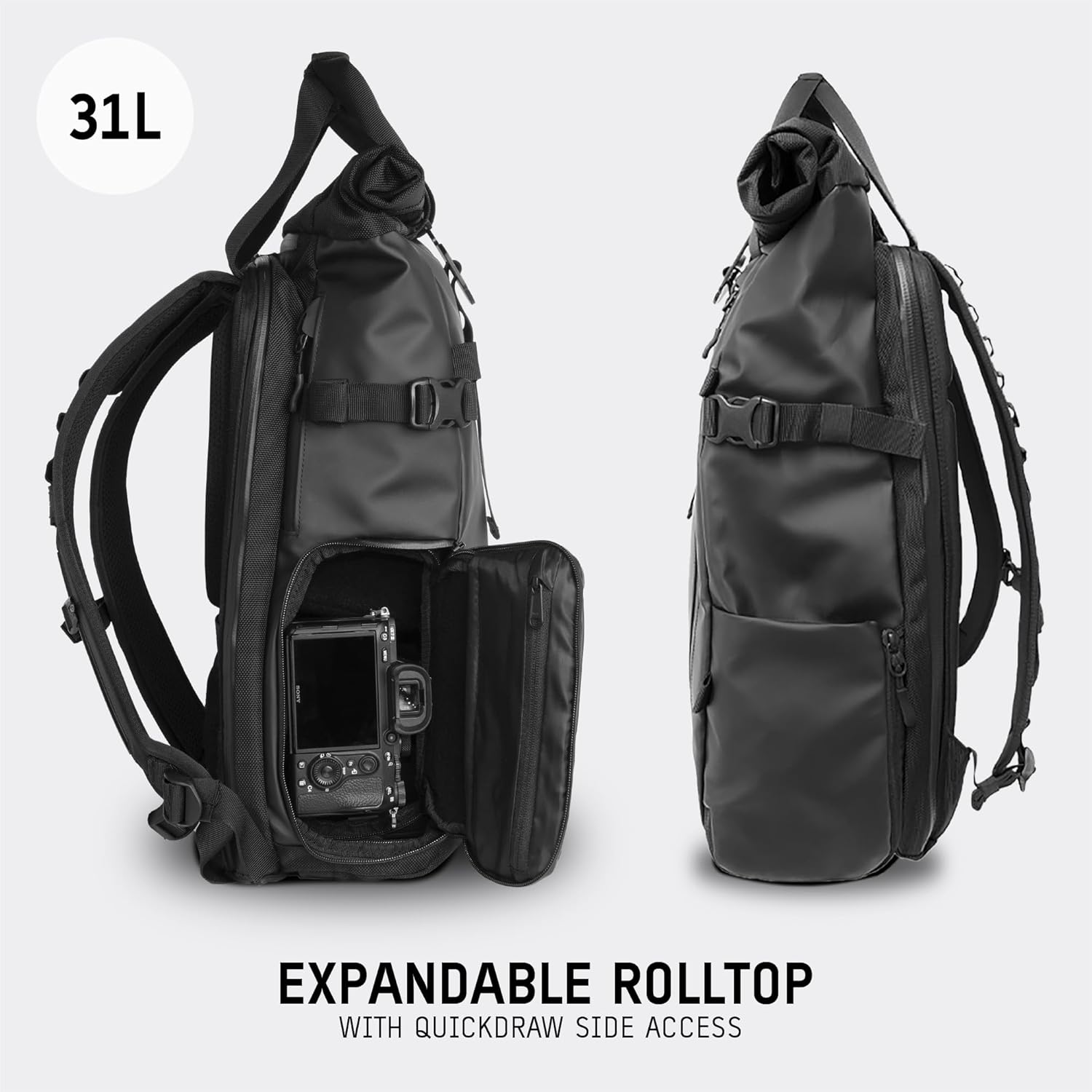 WANDRD PRVKE 31L, V3 Backpack: Weather-Resistant Travel & Camera Backpack with Laptop Sleeve, Quick Side Access, Clamshell Opening \u2013 Ideal Photography & Travel Bag (Black) - Image 3