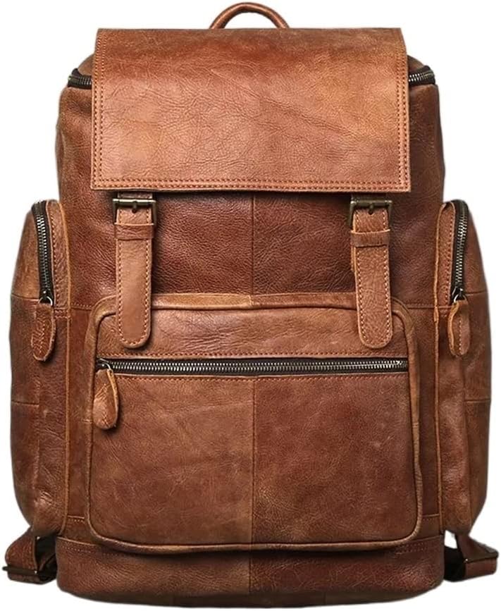 YUYUFA Genuine Leather Backpack First Layer Cowhide Backpack Leisure Travel Bag Large Capacity Laptop Bag for 16inch