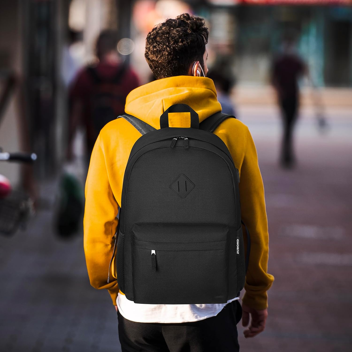 ZUBOND Unisex Black Backpack for School & Travel - Lightweight Laptop Backpack with USB Port Fits 15.6 Inch Notebook, Water Bottle Pocket - Ideal for Teens, College Students, Adults - Image 2