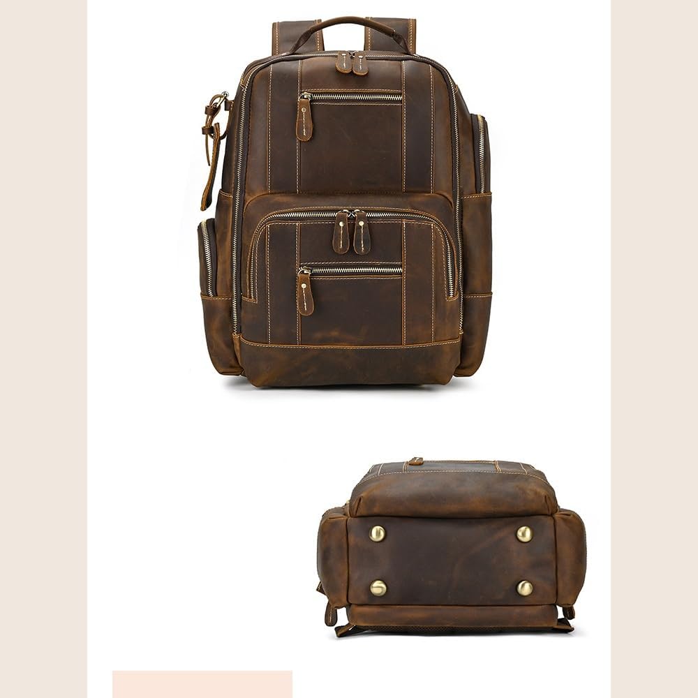 ZUIAI Leather Backpack for MenLaptop Bag Large Hiking Daypack Business Travel Rucksack(E), 34cm - Image 4