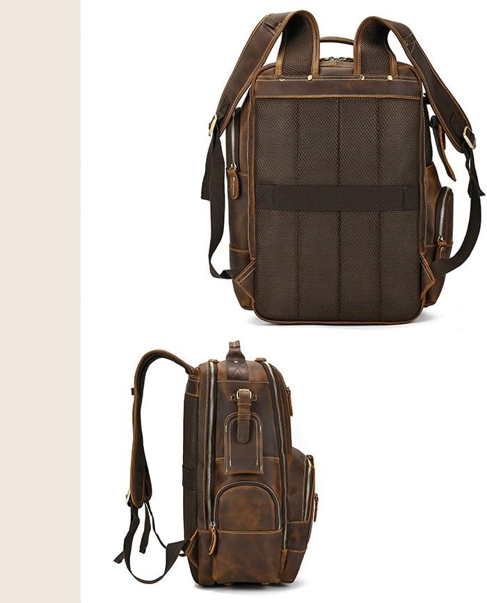 ZUIAI Leather Backpack for MenLaptop Bag Large Hiking Daypack Business Travel Rucksack(E), 34cm - Image 5
