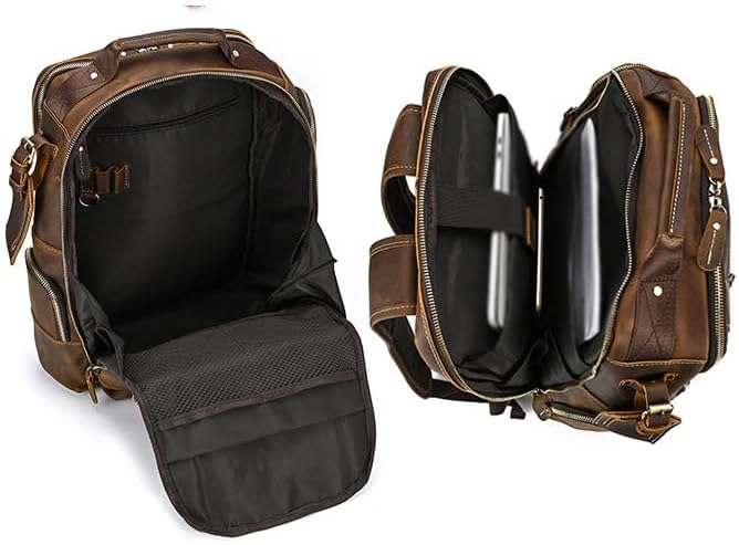 ZUIAI Leather Backpack for MenLaptop Bag Large Hiking Daypack Business Travel Rucksack(E), 34cm - Image 6