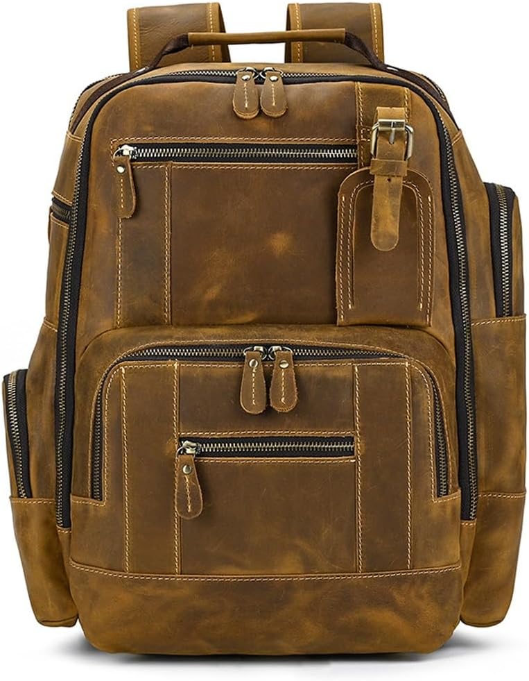 ZUIAI Leather Backpack for MenLaptop Bag Large Hiking Daypack Business Travel Rucksack(E), 34cm - Image 8